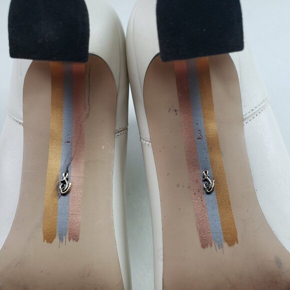 Sam Edelman Lani Chelsea Boot Womens 8 Cream Black Leather Pull On Ankle Heeled - Picture 12 of 15